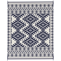 Outsunny Reversible Outdoor Rug, Waterproof Plastic Straw with Carry Bag, 8' x 10', Blue & White Rhombus Border