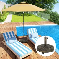Outsunny 46 lbs Resin Round Patio Umbrella Base, Umbrella Stand with Wheels, Outdoor Umbrella Stand for 1.3"/1.5"/1.9" Umbrella Poles for Outdoor, Lawn, Poolside, Bronze(m-10)