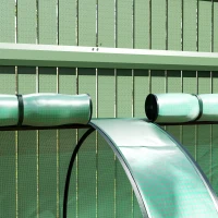 Outsunny Mini Tunnel Greenhouse with PE Cover Garden Green Grow Shed with Steel Frame Zipped Doors, Green(m-10)