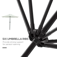 Outsunny Patio Sun Umbrella, Outdoor Parasol with 6 Ribs, Cream White(m-9)