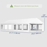 Outsunny 20' x 40' Party Tent, Outdoor Canopy Tent with Removable Sidewalls, 12 Windows for Parties, Wedding, Events, BBQ, White(m-3)
