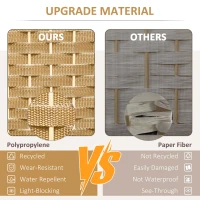 HOMCOM Folding Room Divider Screen 8 Panel 5.6 ' Tall Privacy Screen Freestanding Room Partition for Home Office, Nature Wood(m-4)