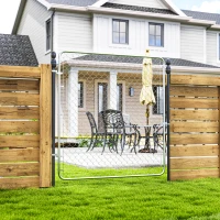 Outsunny Garden Gate Chain Link Fence Gate, Galvanized Steel Garden Door for Yard Entrance Way, 70.9 x 70.9 in., Silver(m-10)