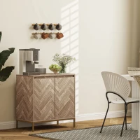 HOMCOM Accent Cabinet, Storage Cabinet with Doors, Adjustable Shelf and Steel Legs, Sideboard for Living Room, Oak(m-8)