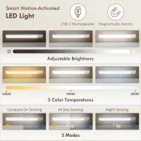 HOMCOM 47" Kitchen Cabinet with Sensing LED Light, Kitchen Pantry Cabinet with Doors, Adjustable Shelves, Door Shelves, White(m-4)
