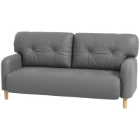 HOMCOM 58" 2 Seat Sofa, Modern Love Seats Furniture, Upholstered 2 Seater Couch, Solid Wood Frame, Grey(m-11)