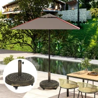 Outsunny 46 lbs Resin Round Patio Umbrella Base, Umbrella Stand with Wheels, Outdoor Umbrella Stand for 1.3"/1.5"/1.9" Umbrella Poles for Outdoor, Lawn, Poolside, Bronze(m-9)