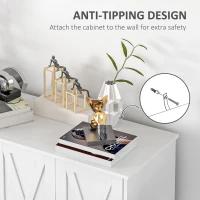 HOMCOM Kitchen Sideboard Cabinet with 4 Barn Doors and 2 Adjustable Shelves, Buffet Table for Living Room, Hallway, White(m-7)