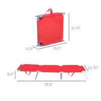 Outsunny Folding Outdoor Lounge Chair, Portable Reclining Beach Lounger with Breathable Mesh Fabric, Sun Lounge Bed Camping Cot for Patio, Garden, Poolside, Red(m-3)