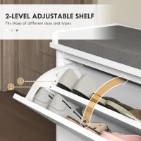 HOMCOM Shoe Storage with Seat, Upholstered Hallway Bench, Shoe Bench with Flip Drawer, Adjustable Shelf for 10 Pairs of Shoes(m-5)