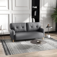 HOMCOM 58" 2 Seat Sofa, Modern Love Seats Furniture, Upholstered 2 Seater Couch, Solid Wood Frame, Grey