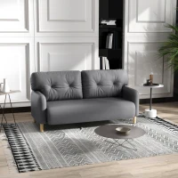 HOMCOM 58" 2 Seat Sofa, Modern Love Seats Furniture, Upholstered 2 Seater Couch, Solid Wood Frame, Grey(m-1)