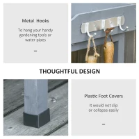 Outsunny Outdoor Garden Wooden Potting Bench Work Station Table Tool Storage Shelf w/ Hooks, Grey(m-5)