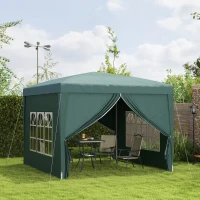 Outsunny 9.7'x9.7' Outdoor Pop Up Party Tent Wedding Gazebo Canopy with Carrying Bag (Green)(m-8)