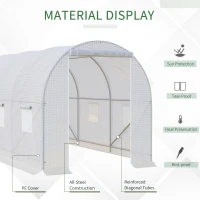 Outsunny 11.5x6.6x6.6ft Walk-in Tunnel Greenhouse Portable Garden Plant Growing Warm House with Door and Ventilation Window, White(m-5)