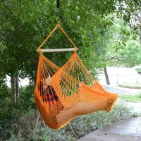 Outsunny Portable Hammock Chair, Hanging Woven Hammock Swing Chair Sleeping Bed for Outdoor Garden Yard Camping, Orange(m-7)