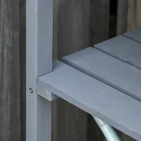 Outsunny Outdoor Garden Wooden Potting Bench Work Station Table Tool Storage Shelf w/ Hooks, Grey(m-9)