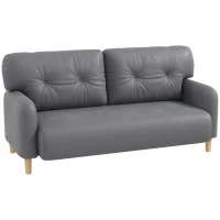 HOMCOM 58" 2 Seat Sofa, Modern Love Seats Furniture, Upholstered 2 Seater Couch, Solid Wood Frame, Grey(m-2)