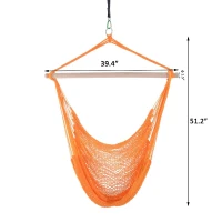 Outsunny Portable Hammock Chair, Hanging Woven Hammock Swing Chair Sleeping Bed for Outdoor Garden Yard Camping, Orange(m-3)