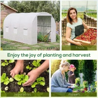 Outsunny 11.5x6.6x6.6ft Walk-in Tunnel Greenhouse Portable Garden Plant Growing Warm House with Door and Ventilation Window, White(m-6)