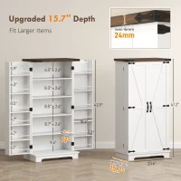 HOMCOM 47" Kitchen Cabinet with Sensing LED Light, Kitchen Pantry Cabinet with Doors, Adjustable Shelves, Door Shelves, White(m-3)