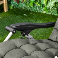 Outsunny Reclining Zero Gravity Chair with Adjustable Backrest, Folding Garden Sun Lounger with Removable Cushion and Headrest, Dark Grey(m-9)
