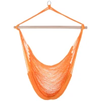 Outsunny Portable Hammock Chair, Hanging Woven Hammock Swing Chair Sleeping Bed for Outdoor Garden Yard Camping, Orange(m-11)