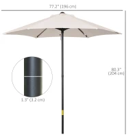 Outsunny 6.6FT Patio Umbrella, Outdoor Parasol with 6 Solid Ribs, Cream White(m-3)