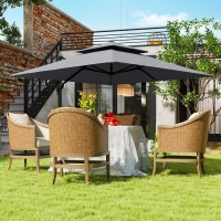 Outsunny 10' x 10' Cantilever Patio Umbrella, Double Top Square Offset Umbrella with 360° Rotation, Light Grey