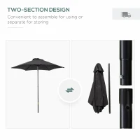 Outsunny 6.6FT Patio Umbrella, Outdoor Parasol with 6 Solid Ribs, Black(m-4)