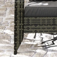 Outsunny Patio Adirondack Chair with Rattan Wicker, Soft Cushions, Tall Curved Backrest for Deck or Garden, Mixed Gray(m-9)