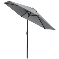 Outsunny Patio Sun Umbrella, Outdoor Parasol with 6 Ribs, Light Grey(m-2)