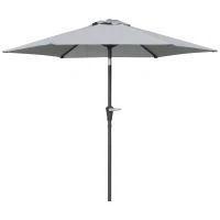 Outsunny Patio Sun Umbrella, Outdoor Parasol with 6 Ribs, Light Grey(m-10)