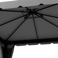 Outsunny 10' x 10' Outdoor Patio Gazebo Double Soft-top Garden Shelter Tent with Curtains, & Mesh Screen Drapes, Light Grey(m-9)