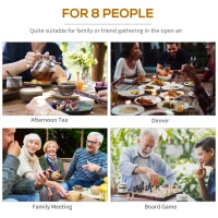 Outsunny 8 Seater Round Wooden Pub Bench & Picnic Table, Patio Dining Set for Outdoor Patio (Umbrella Not Included)(m-7)