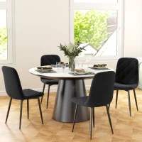 HOMCOM Dining Chairs Set of 4, Upholstered Dining Room Chairs with Steel Legs, Modern Kitchen Chair for Dining Room, Black(m-1)