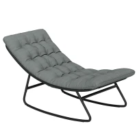 Outsunny Outdoor Patio Rocking Chair with Cushion, Steel Frame Balcony Chair with Mesh Deep Seat for Porch, Garden, Grey(m-2)