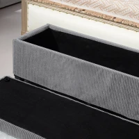 HOMCOM 47 Inches Storage Ottoman Bench, Foot Rest with Legs, End of Bed Bench, Corduroy Storage Chest for Living Room, Gray(m-9)