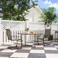 Outsunny C Spring Motion Patio Chairs Set of 2 with Curved High Backrest, Armrest, All Weather Breathable Fabric, Metal Frame(m-1)