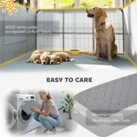 PawHut 7 Panel Dog Whelping Box Convertible DIY Pet Playpen with Washable Pee Pads, 600D Oxford Fabric, 96" x 48" x 24"(m-7)