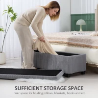 HOMCOM 47 Inches Storage Ottoman Bench, Foot Rest with Legs, End of Bed Bench, Corduroy Storage Chest for Living Room, Gray(m-5)