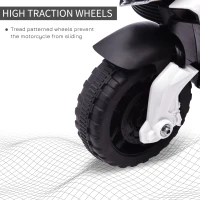 Aosom 6V Electric Motorcycle for Kids, Dirt Bike, Battery-Powered Ride-On Toy Off-Road Street Bike with Pedal, Headlights, and Training Wheels, White(m-6)