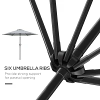 Outsunny Patio Sun Umbrella, Outdoor Parasol with 6 Ribs, Light Grey(m-9)
