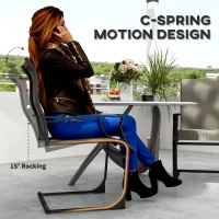 Outsunny C Spring Motion Patio Chairs Set of 2 with Curved High Backrest, Armrest, All Weather Breathable Fabric, Metal Frame(m-4)