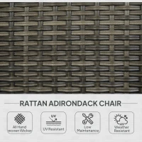 Outsunny Patio Adirondack Chair with Rattan Wicker, Soft Cushions, Tall Curved Backrest for Deck or Garden, Mixed Gray(m-4)