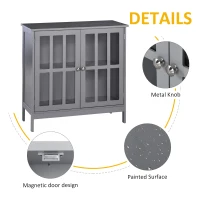 kleankin Kitchen Buffet Cabinet with 2 Doors, Modern Sideboard for Dining Room, Hallway, Living Room, Grey(m-7)