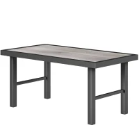 Outsunny Outdoor Side Table with SPC Woodgrain Tabletop, Metal Patio Coffee Table for Outside Garden, Distressed Grey(m-2)