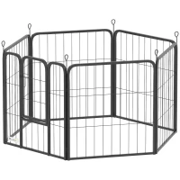 PawHut 6 Panels Heavy Duty Dog Playpen Outdoor Indoor with Door & Strap, 24" Height Portable & Foldable Pet Playpen(m-2)