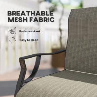 Outsunny C Spring Motion Patio Chairs Set of 2 with Curved High Backrest, Armrest, All Weather Breathable Fabric, Metal Frame(m-6)