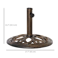 Outsunny 25lbs Cast Iron Round Patio Umbrella Base Stand, Umbrella Holder for Outdoor, Patio, Garden, Deck and Beach, Fit Dia. 1.5", 2" Pole, Bronze(m-3)